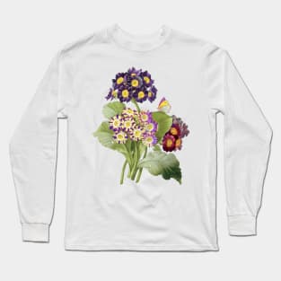 Vintage Botanical, Purple Primrose Long Sleeve T-Shirt